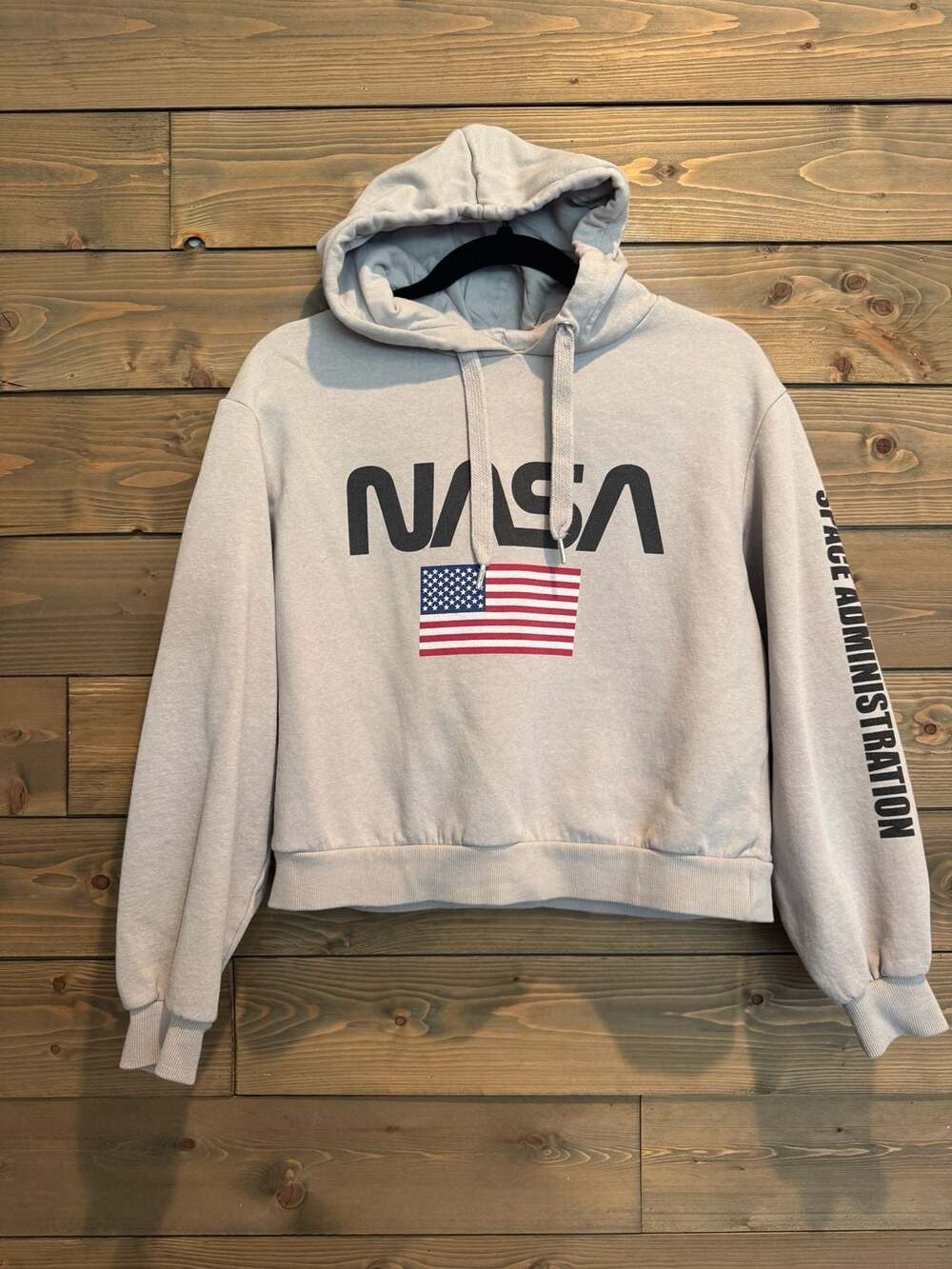 H&M Divided NASA Space Gray Pullover Cropped Hoodie Sweatshirt Size S